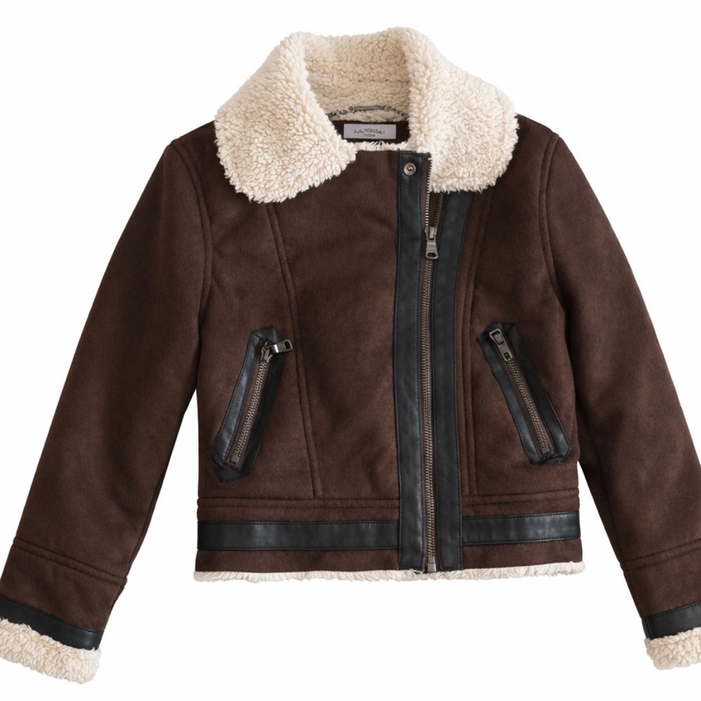 Jessica Simpson Girls Faux Suede Sherpa Aviator Jacket Brown
Zip Coat